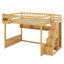 Grand lit mezzanine en bois avec escalier et garde-robe, lit superposé multifonctionnel avec tablettes de rangement et espace sous le lit-1664783983
