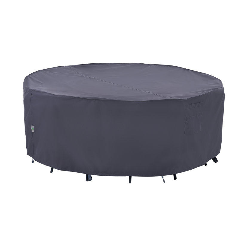 Premium Waterproof Outdoor Patio Round Table Cover: Latest Rip-Stop Fabric, 3-Year Warranty, Gray, 27.5" H x 84" W x 84" D