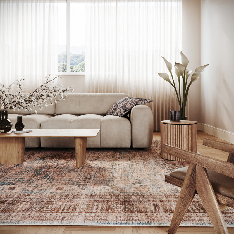 Meyden Bordered Traditional Washable Area Rug, Rectangle 5' x 8'