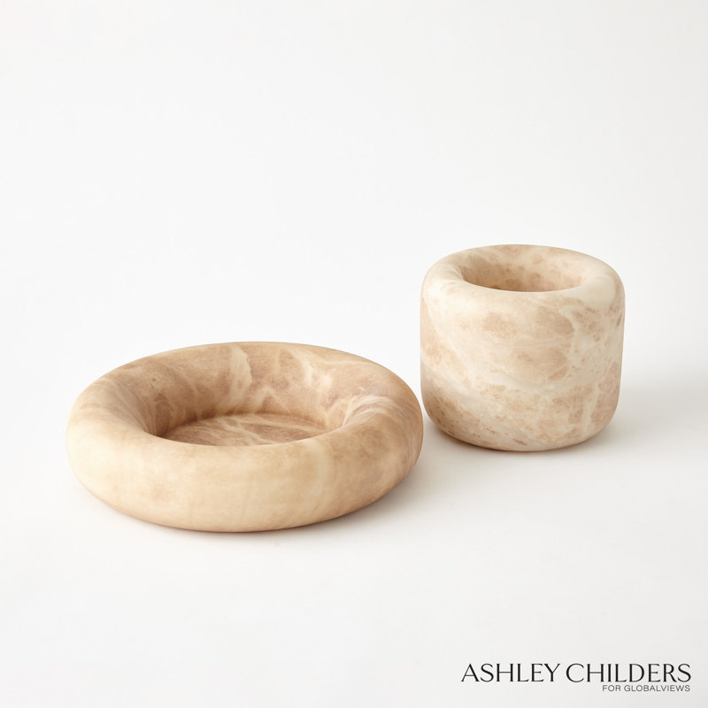 Alabaster Ring Bowl-Grey-Tall, Sand