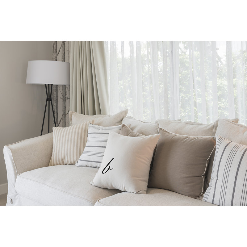 Monogram Design Collection Reversible Throw Pillow, Black, 20"x20", B