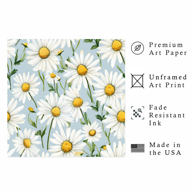 «Floral Daisy Flowers VI», reproduction d'art moderne sans cadre, H 10 po x l 10 po