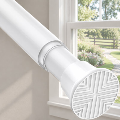 1 Pack White Small Spring Tension Curtain Rod, Adjustable 18 to 36 In Short No-Drill Rod for Windows, Door, Closet, and Kitchen