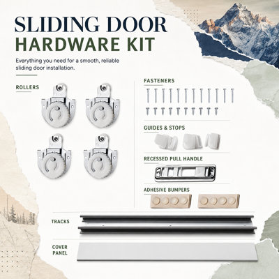 Porte coulissante 72 po x 96 po avec miroir blanc apprêté pour garde-manger et garde-robe