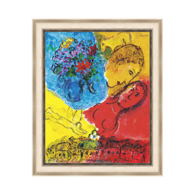 Framed Canvas Wall Art Chasing by Marc Chagall Giclee Print Dreamlike Romantic Surrealism Painting Modern Home Decor(White Oak & Mineral Grey,16"x20")