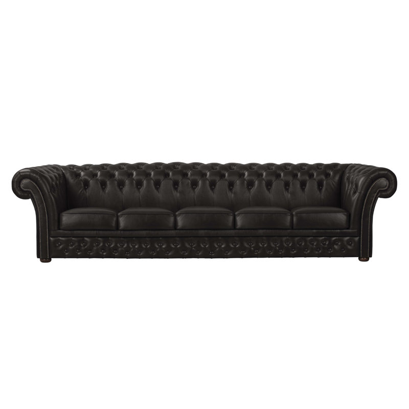 Tayjah Genuine Leather Sofa, Black, 5