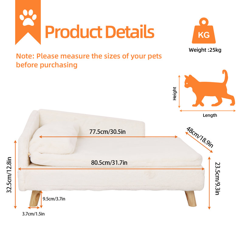 Killingworth Fleece Pet Bed, 32.5cm H X 80.5cm W X 48cm D