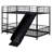 Twin Metal Bunk Bed W/ Slide & Safety Gate – Black-1946997604-1946997605