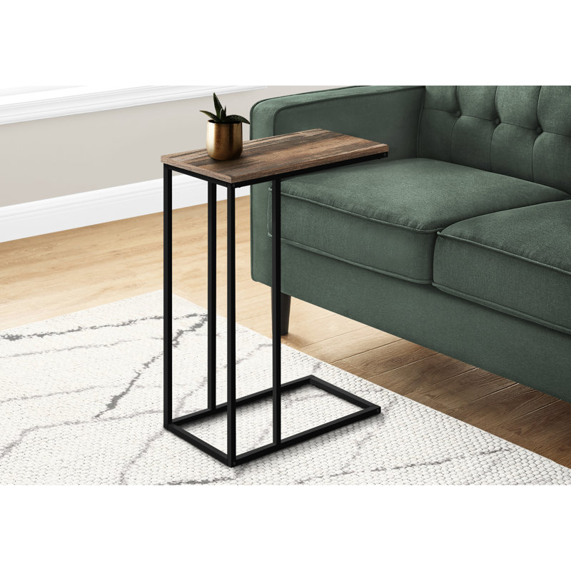 Table d'appoint pour espaces de vie - Stratifié taupe, base en métal noir en métal stratifié, s'adapte élégamment aux espaces