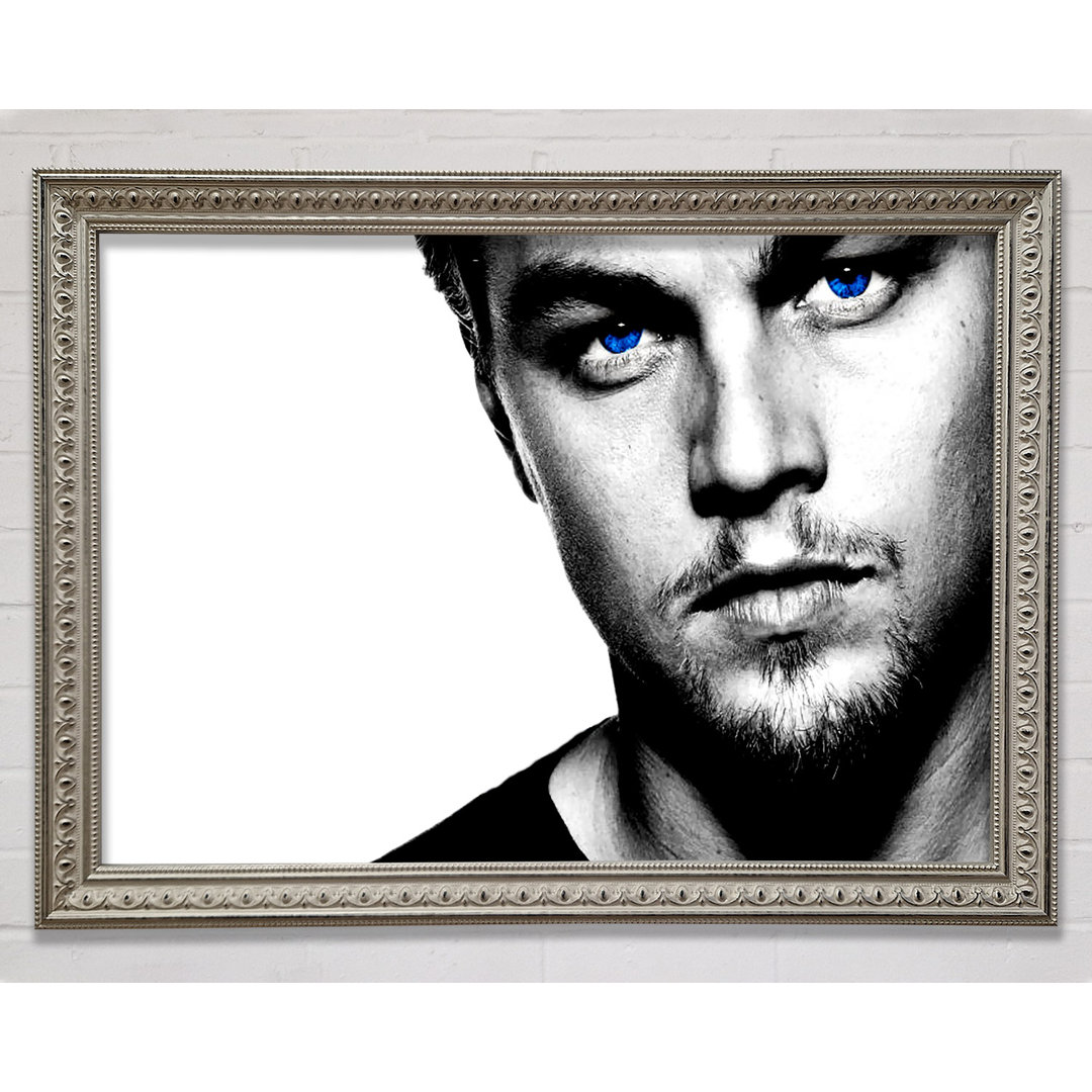 Leonardo Dicaprio Blue Eyes B N W - Einzelne Bilderrahmen Kunstdrucke