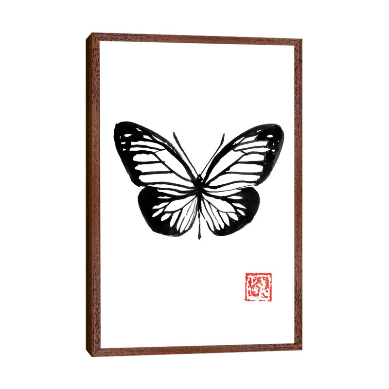 Butterfly by Péchane - Print on Canvas, Classic Brown Wood Framed, 101.6 cm H x 66.04 cm W