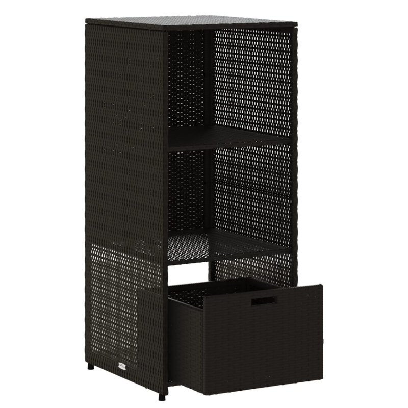 Garden Storage Cabinet 50X55x115 Cm Poly Rattan, Black