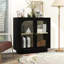Armoire de rangement avec porte en acrylique pour le ménage - Panneau de particules noir résistant aux rayures et à l'eau Tablette réglable en stratifié antidérapant-1445898674-1445898679