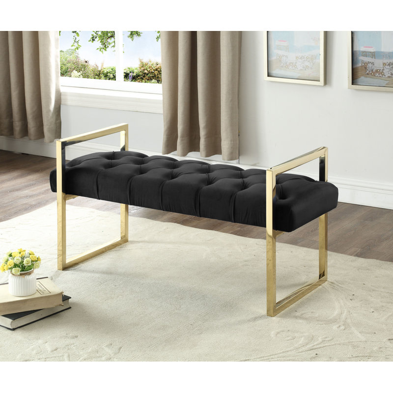 Branam Fabric Upholstered Bench, Black