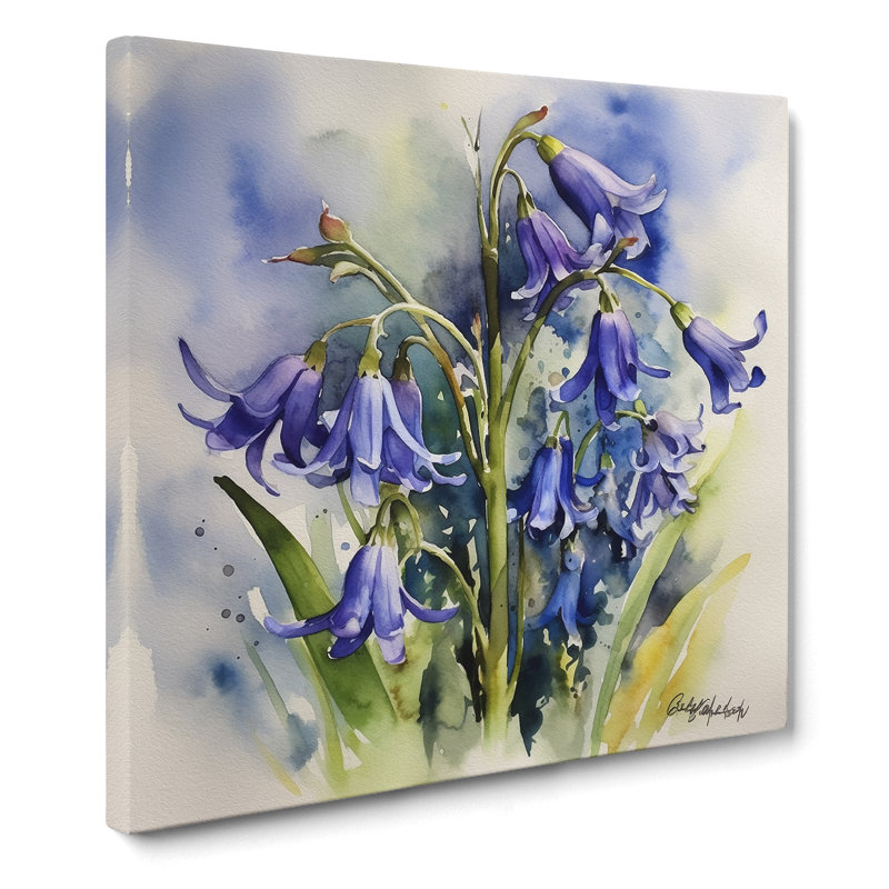 Bluebell Watercolour - No Frame Print, 50cm H x 50cm W x 3cm D