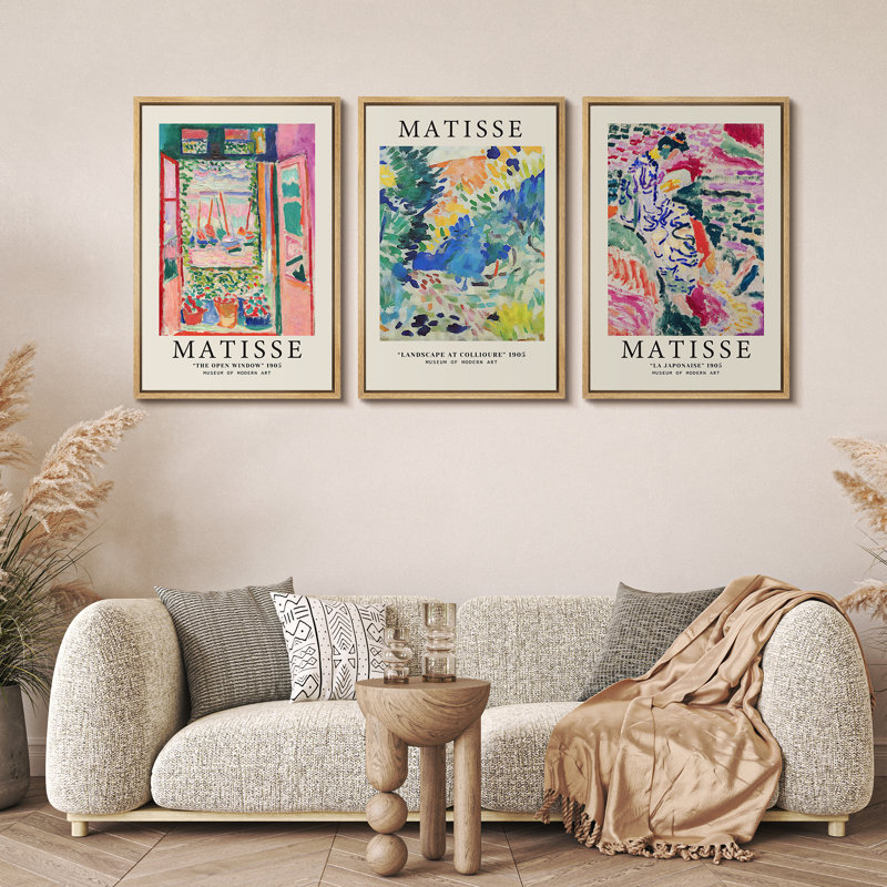 Classical Artwork Colorful Abstract Still Life Henri Matisse Modern Pictures Framed Canvas 3 Pieces Set Print Wall Art