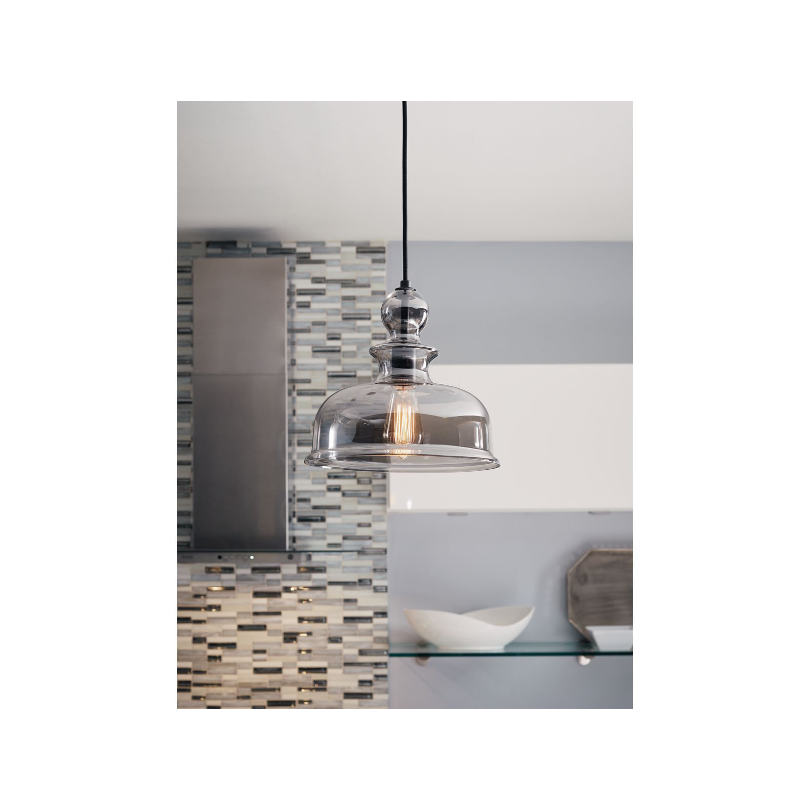 Tilden Single Light Glass Dimmable Pendant, Graphite, Smoke