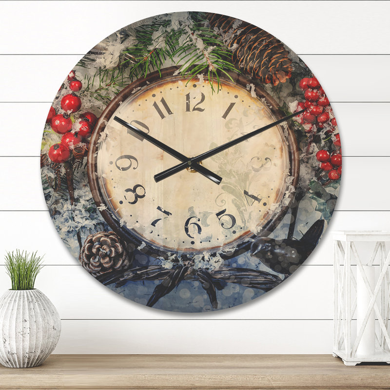 Ambiance de Noël I - Horloge murale de Noël en bois, Moyen