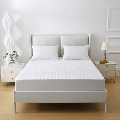 Couvre-matelas matelassé toutes saisons de qualité supérieure, ultra doux, 100% imperméable, avec housse de matelas pour lit double, deux poches double / double