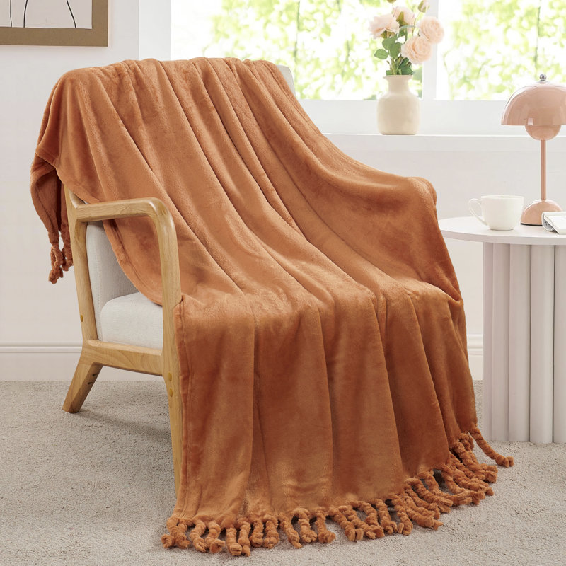 Throw Blanket, Burnt Orange, 203.2cm x 152.4cm