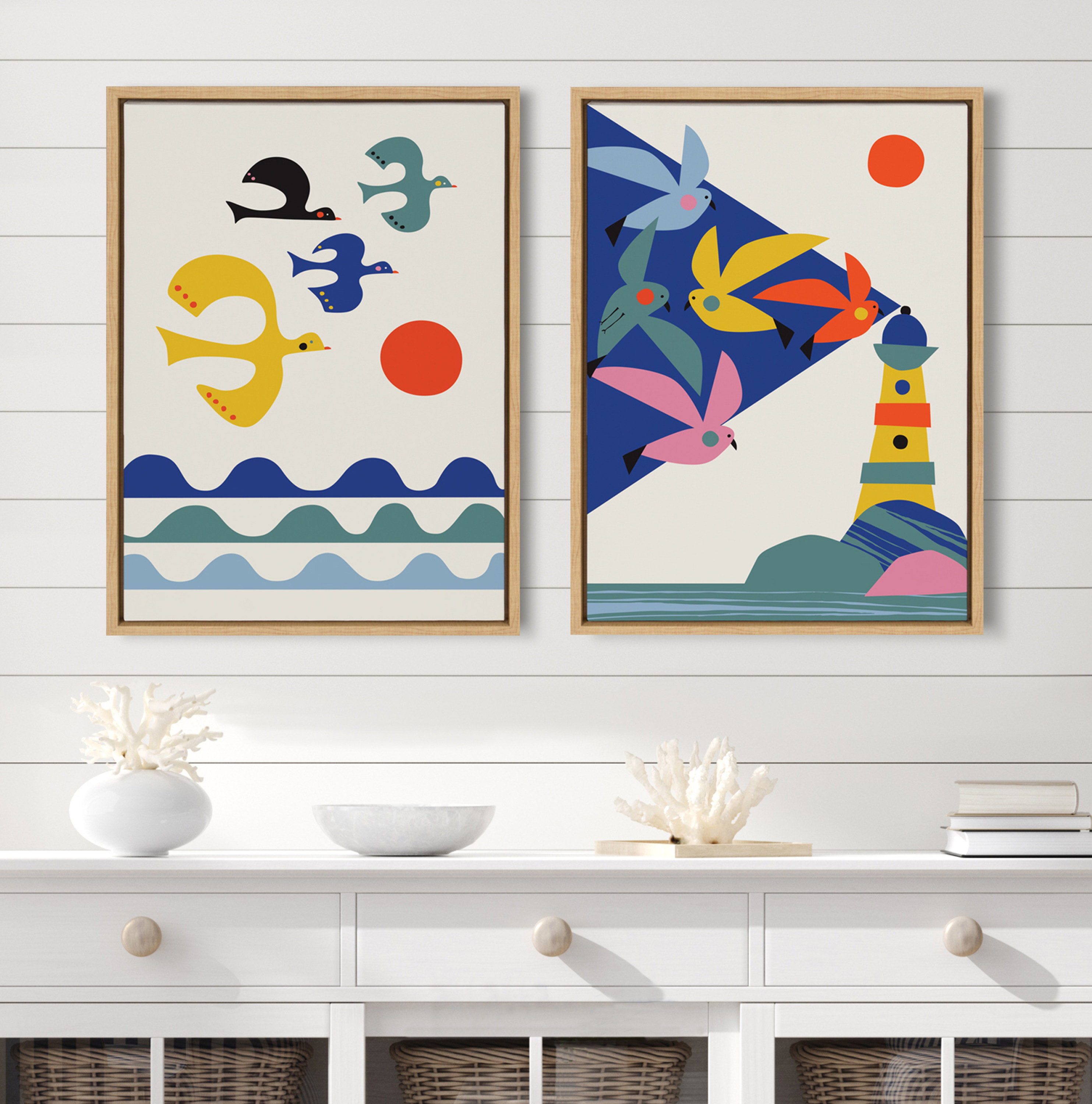 Red Barrel Studio® Mid-Century Colorful Animal Wall Art Set | Wayfair