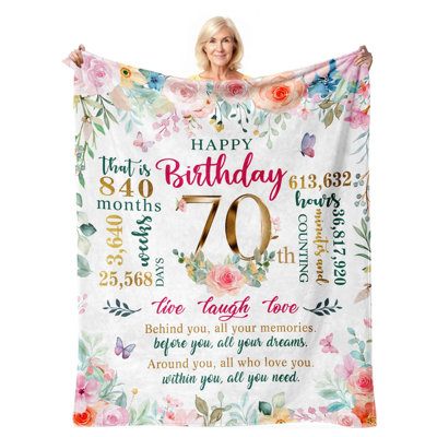 Cadeau d'anniversaire pour femme, cadeau d'anniversaire pour femme d'un an, cadeau pour femme âgée, cadeaux d'anniversaire, décorations d'anniversaire, couvertures décoratives Il est également livré avec un sac en toile sur le thème de l'anniversaire