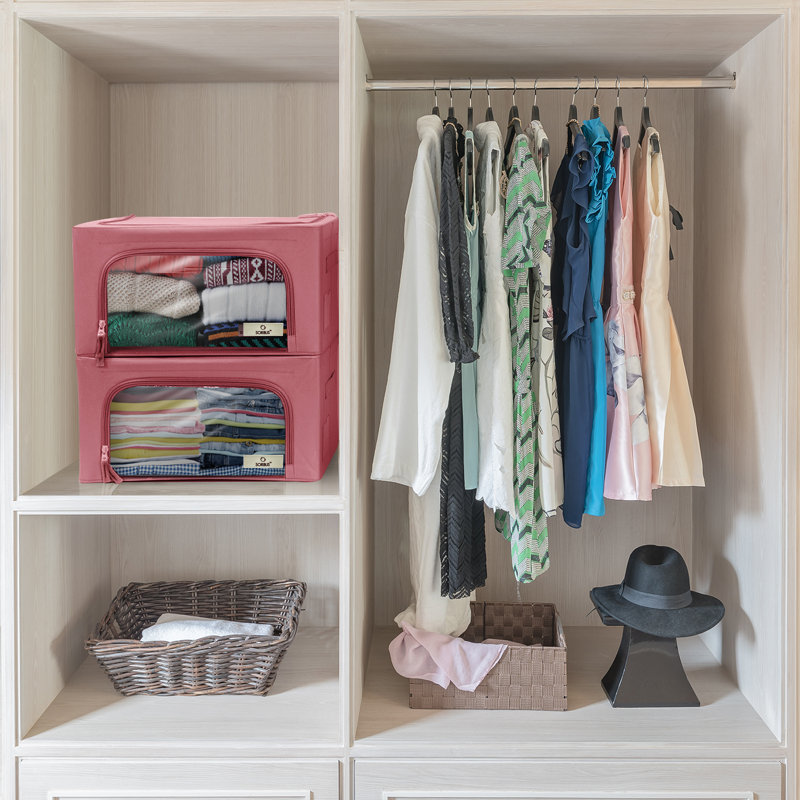 Storage Box With Window  Small  Blue - 2 Pack, Pink