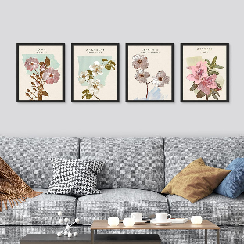 Affiche «State Flower Collage Variété Nature Wilderness Cosy / Relax Illustration Modern Art», H 10 po x l 8 po x P 1 po