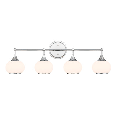 4 Light – Polished Chrome Finish Modern Globe Vanity Light