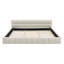 Structure de lit très grand avec revêtement en chenille épaisse beige, tête de lit, lit plateforme, sans sommier, sommeil confortable, design contemporain