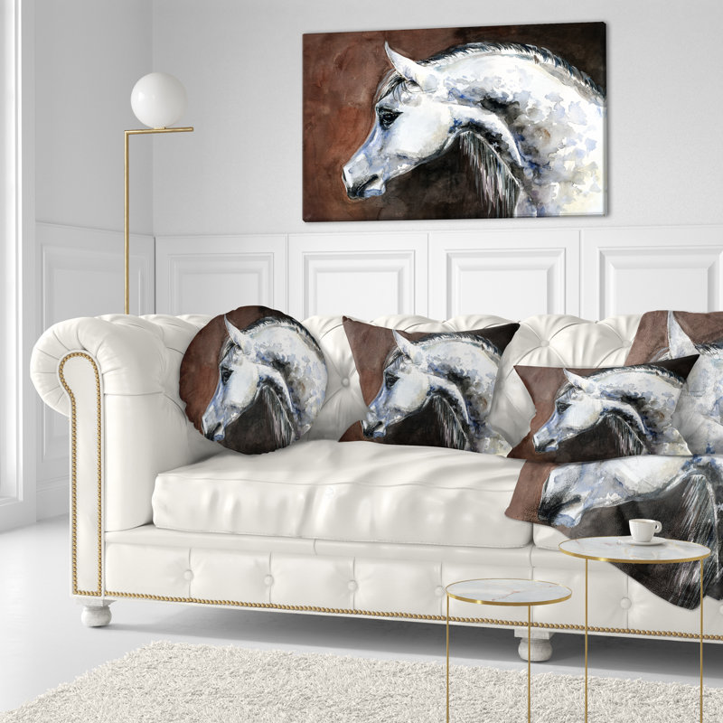 Gris gris, aquarelle de cheval - Coussin imprimé animal