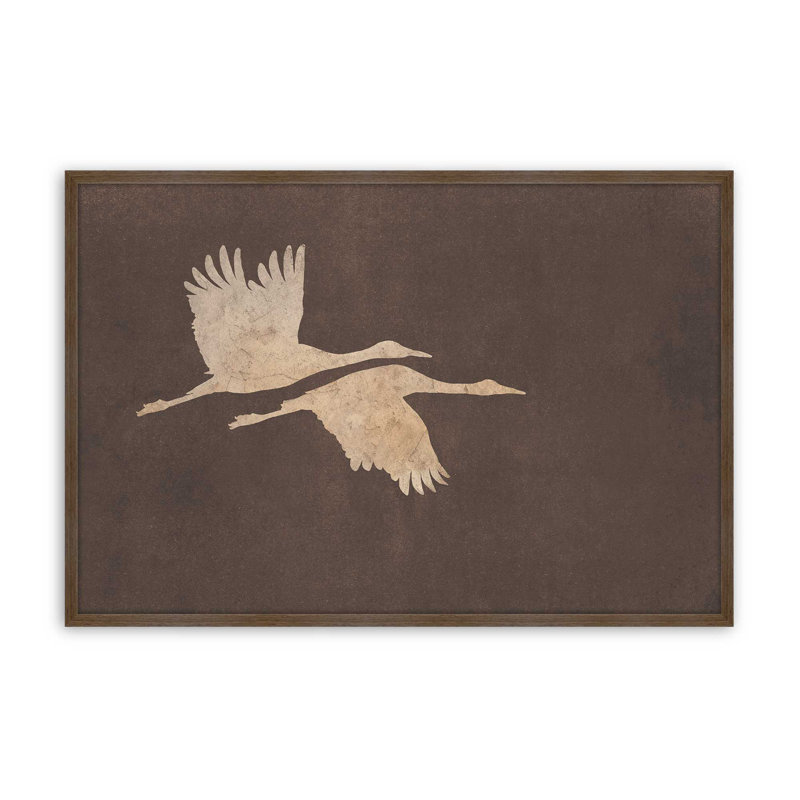 Herons en vol, reproduction d'art moka, H 12 po x l 18 po, Brun