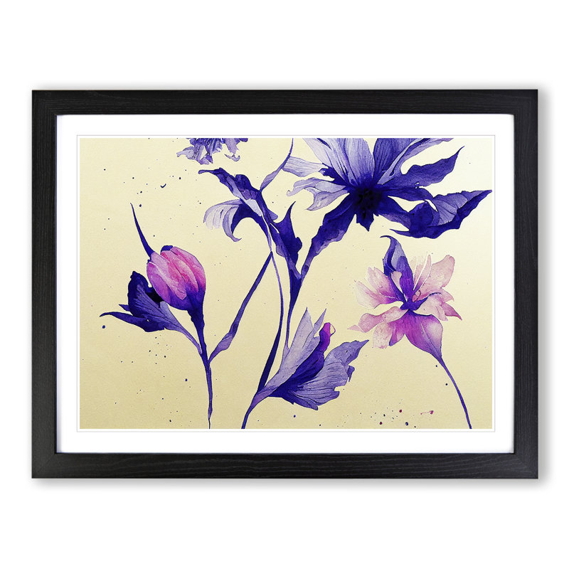 Hewarming Flowers - Single Picture Frame Painting, Black, 46cm H x 64cm W x 2cm D