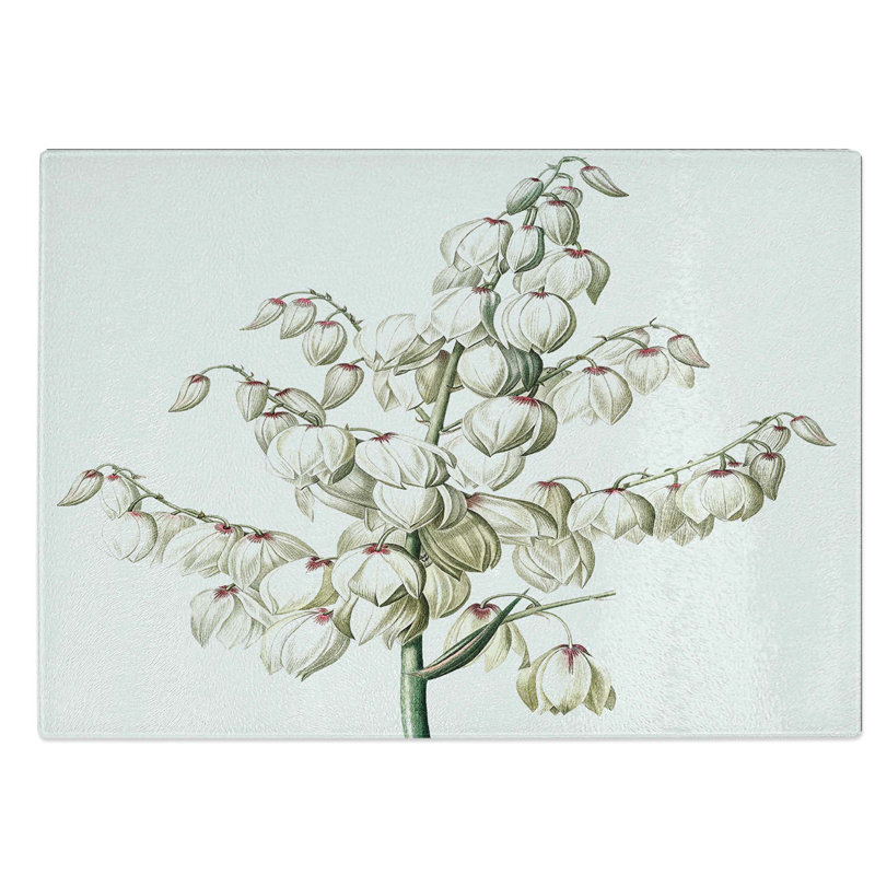 Tempered Glass Yucca Flowers by Pierre-Joseph Redoute Chopping Board, 28.5 cm W x 20 cm L