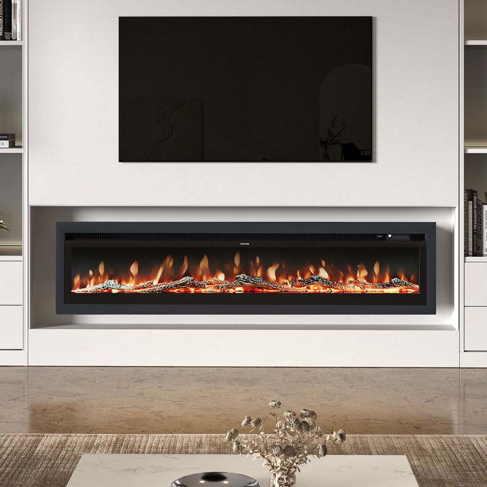 Ketilfrith Electric Fireplace with Remote Included, 12 Flame Colours, and 1800W