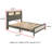 1pc Queen Size Platform Storage Bed Low-profile Plank-style Headboard Built-in Lighting Modern Farmhouse Style Grey Beige
