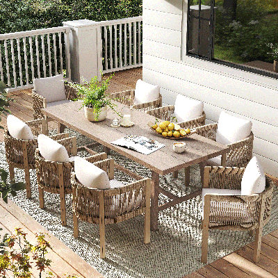Ensemble repas pour 8 personnes avec table rectangulaire
