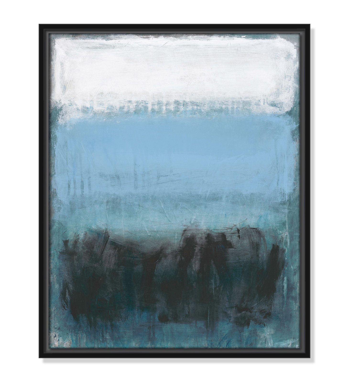 Arboles "Coastal Nightfall" Painting by Filippo Ioco, Black Framed Canvas, No Mat, 21.5" H x 17.5" W x 2" D