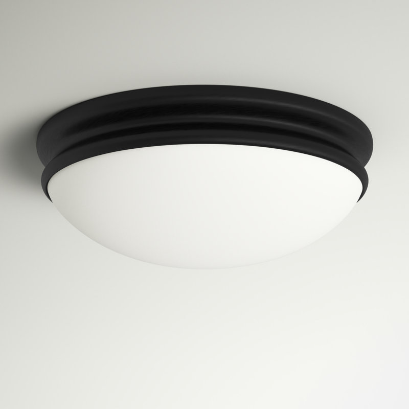 Bruton Glass Flush Mount, Matte Black