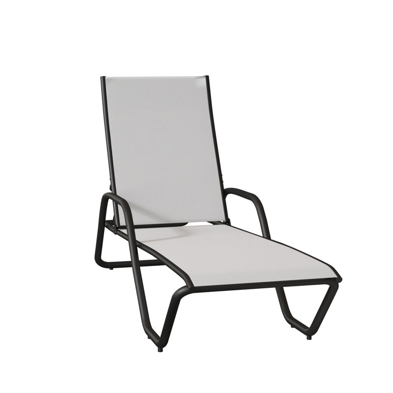 Outdoor Rust-Resistant Metal Chaise Lounge, White 6D Sunbrella®, Textured Desert
