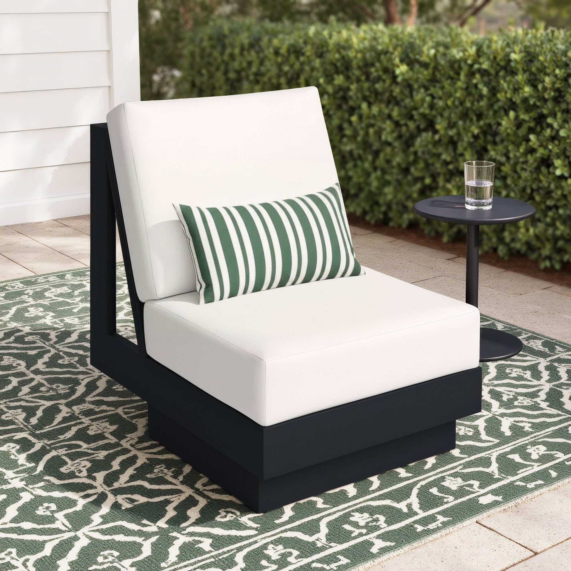 Lucca Metal Swivel Outdoor Lounge Chair with Sunbrella Cushions