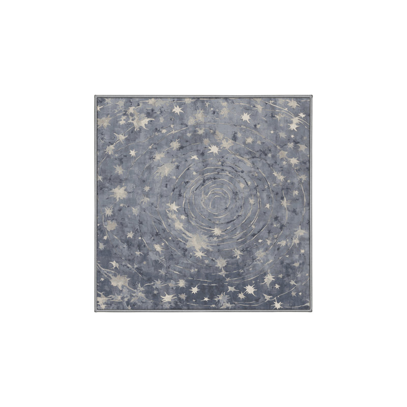 Machine Washable Gray Area Rug, Square 6'