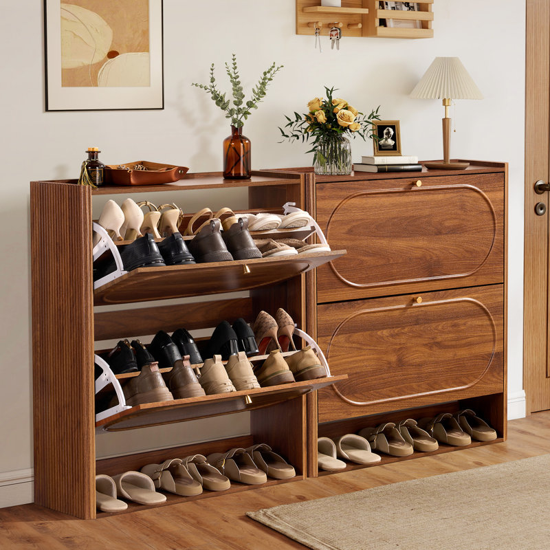 20 Pair Shoe Storage Cabinet, Walnut