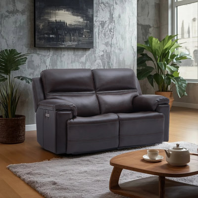  Causeuse 72 po en cuir véritable double densité avec appui-tête et repose-pieds réglables