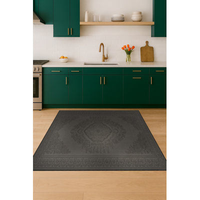 Tapis brun tissé à motif traditionnel lavable Mosso