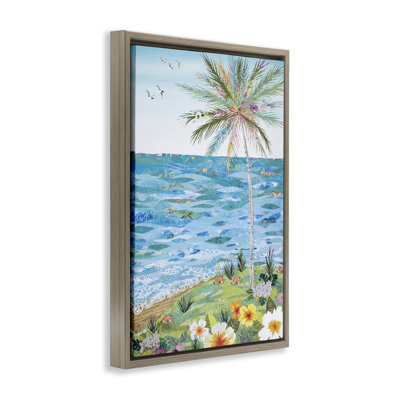 «Collage Tropical Landscape», toile flottante encadrée par Jennifer Peck