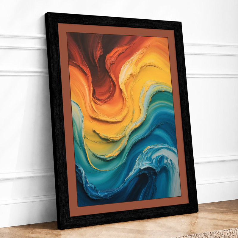 Flowing Fire And Water Abstract - Print, Black, A3 - 42.0 x 29.7 cm