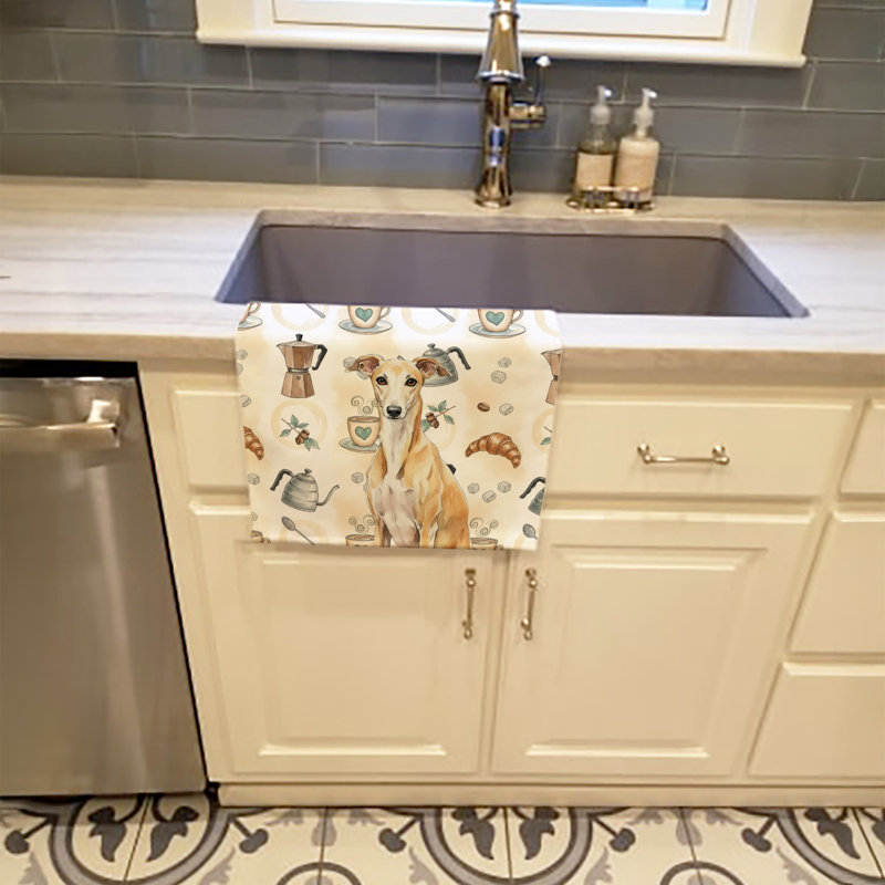 Fawn Whippet Coffee Bar Kitchen Towel, Fawn Whippet