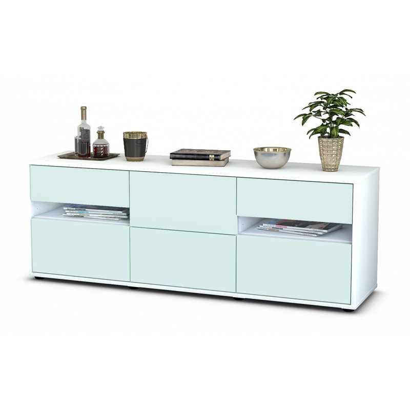 Wydra Unfinished TV Stand for TVs up to 60", Light Blue / Matte White