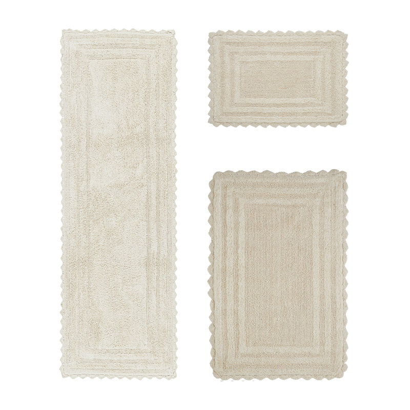 Ensemble de tapis pour salle de bain 100% coton, réversible, super absorbant et très doux lavable à la machine Jacole, idéal pour les zones de douche et de baignoire